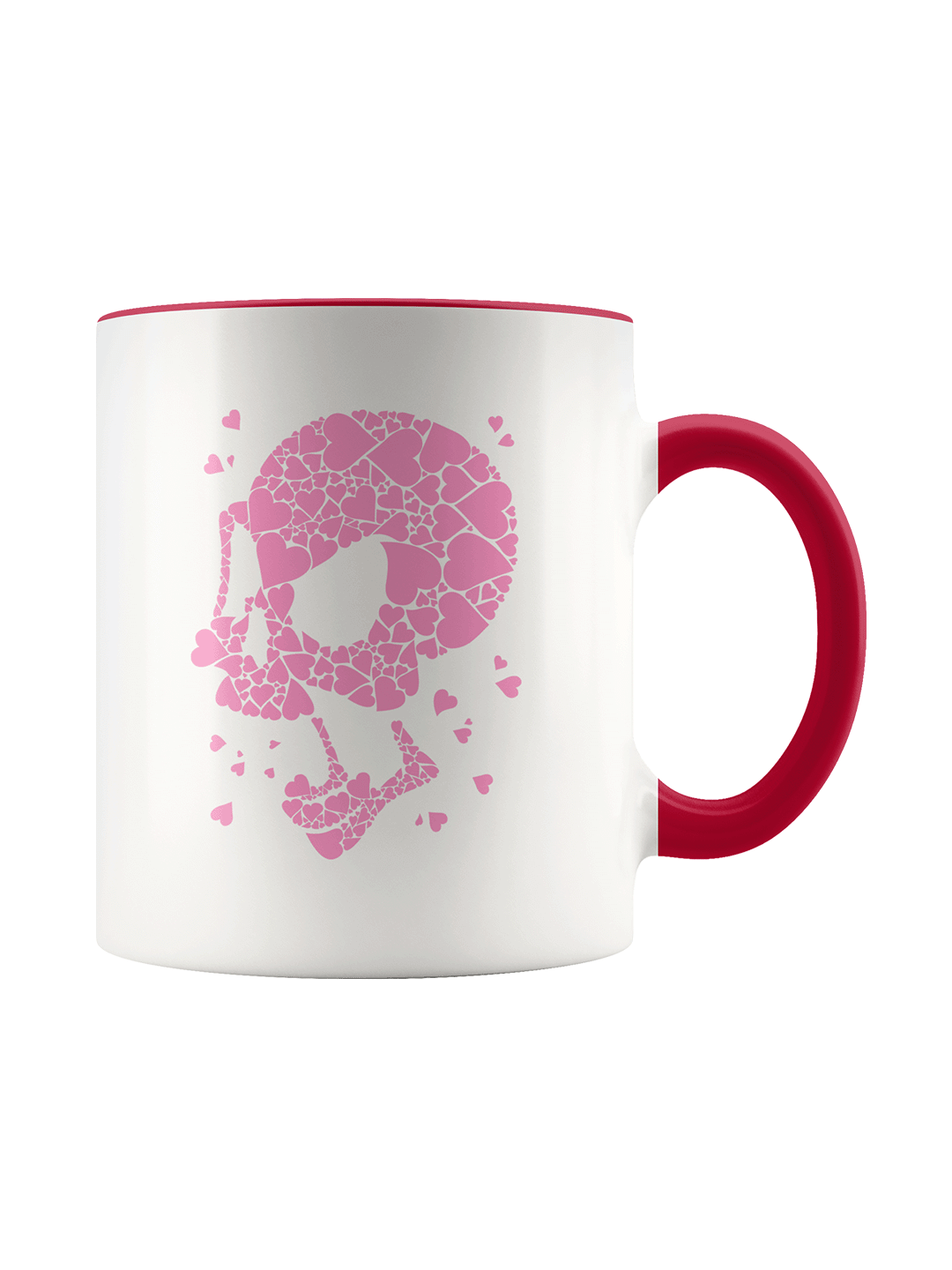 Heart Burst Red Skull Accent Mug 11oz
