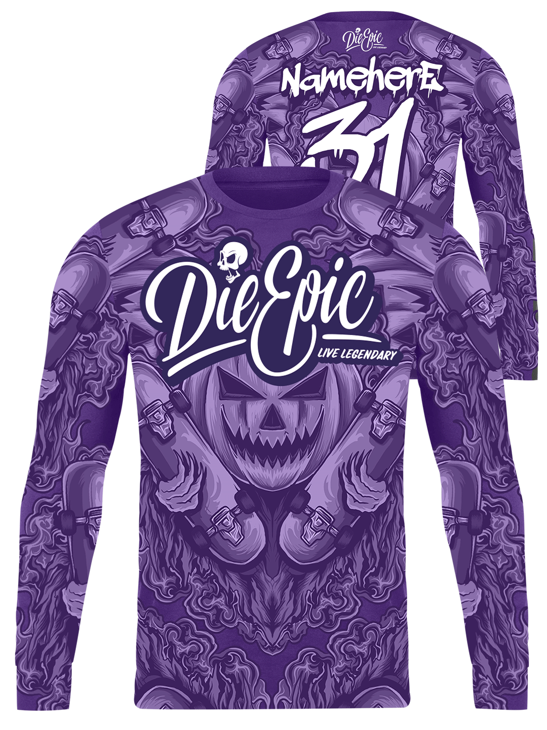 Die Epic Jack O&#39;Lantern Multicolor Custom Long Sleeve Jersey