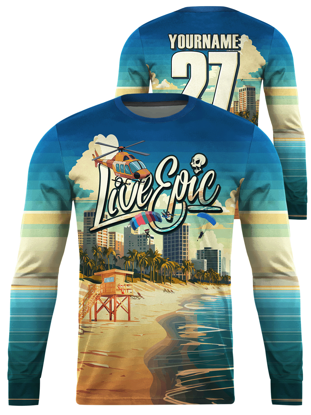 Live Epic Coastal Skies One Custom Long Sleeve Jersey