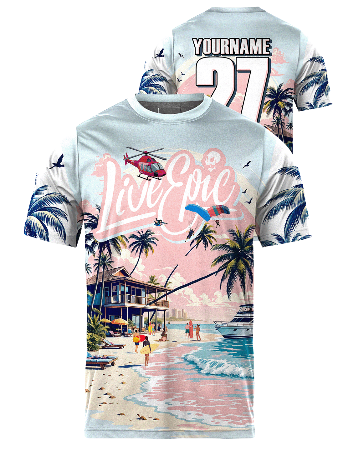 Live Epic Coastal Skies Three Custom Short Sleeve Jersey