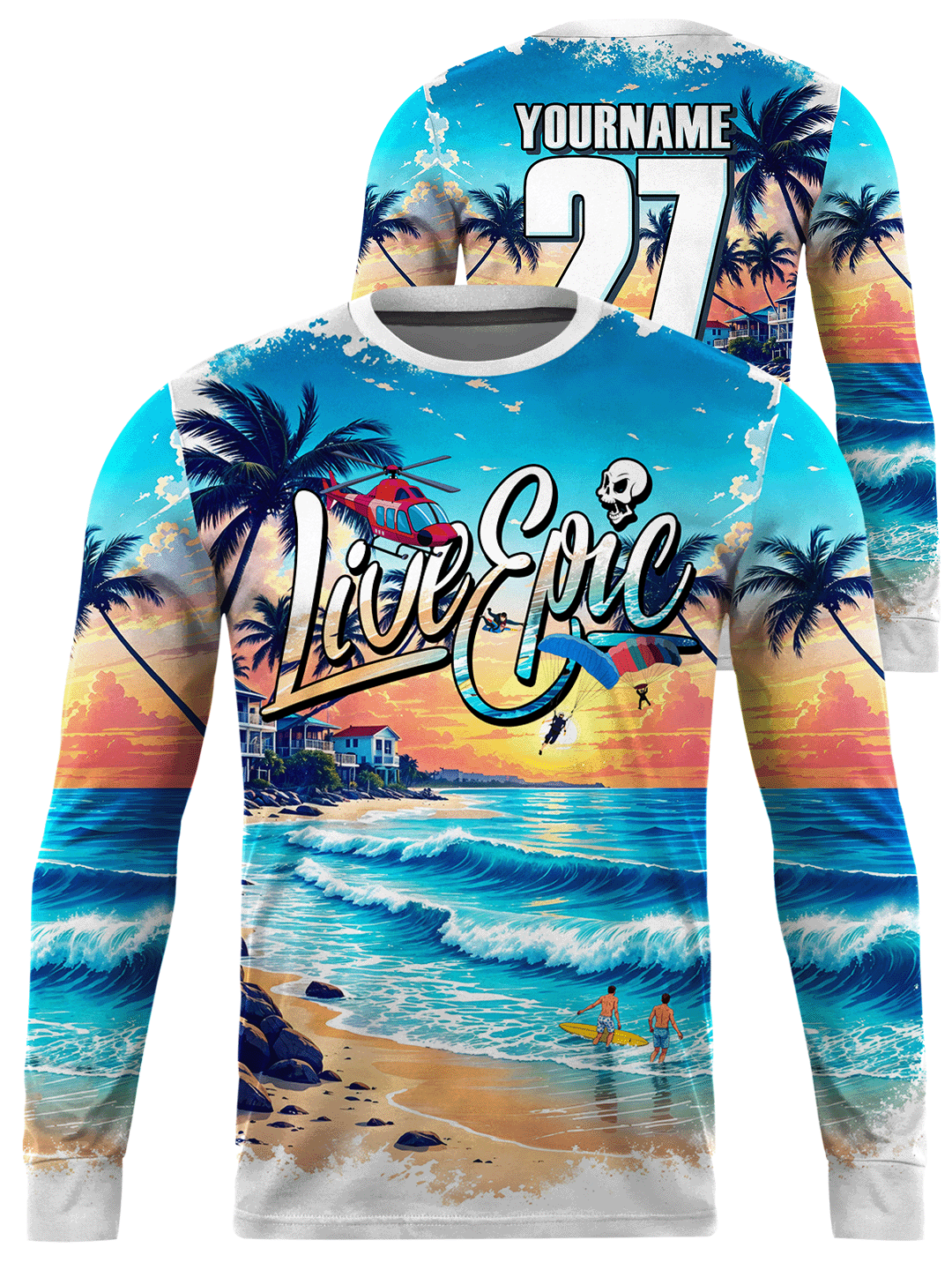 Live Epic Coastal Skies Four Custom Long Sleeve Jersey