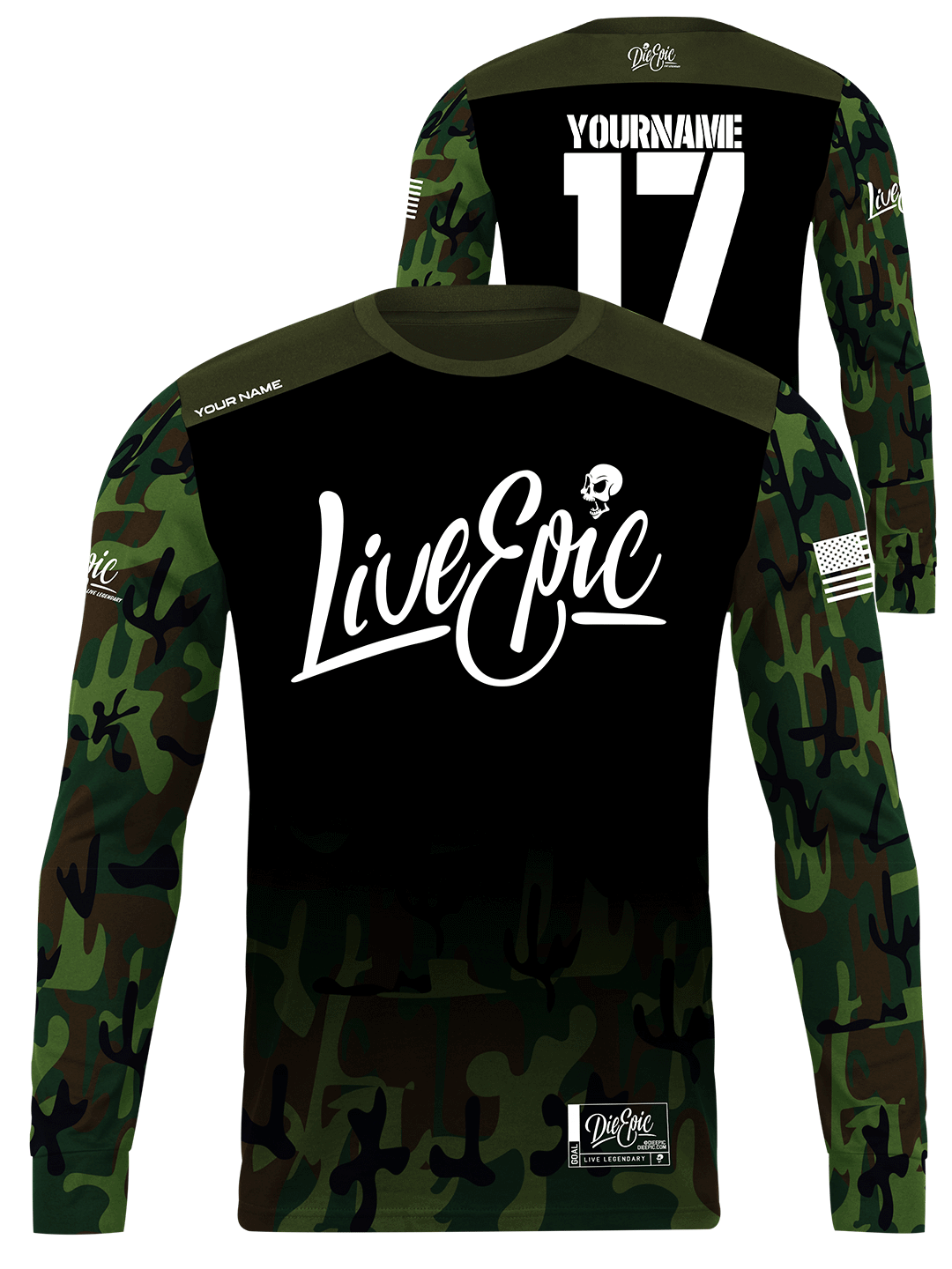 Live Epic Faded Military Camo Custom Long Sleeve Jersey