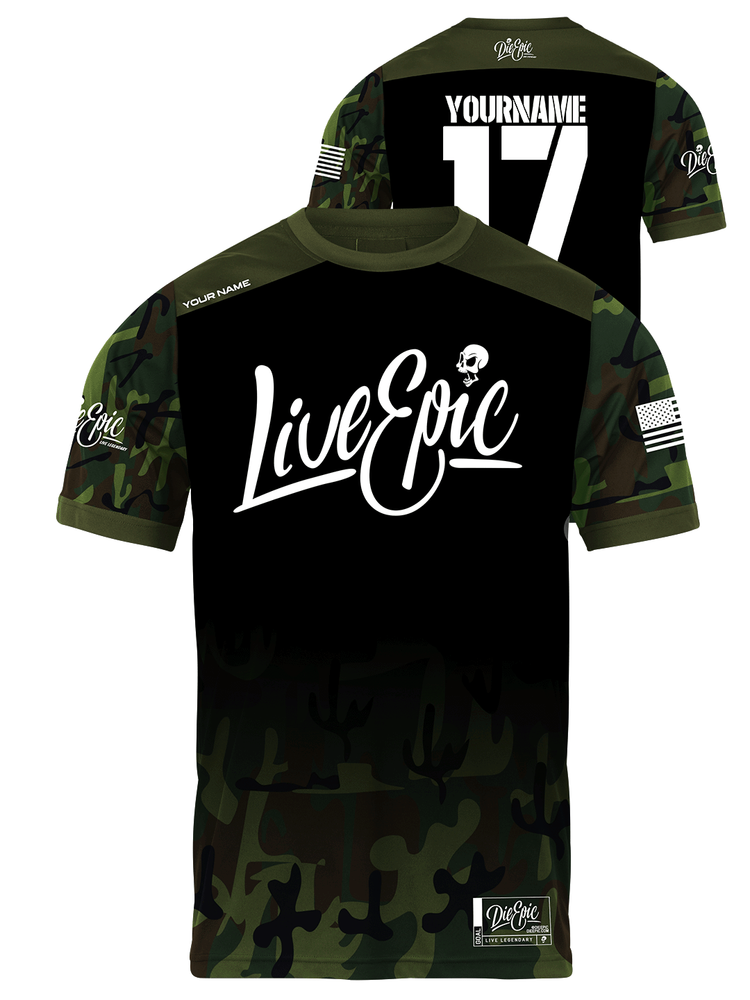 Live Epic Faded Military Camo Custom Short Sleeve Jersey