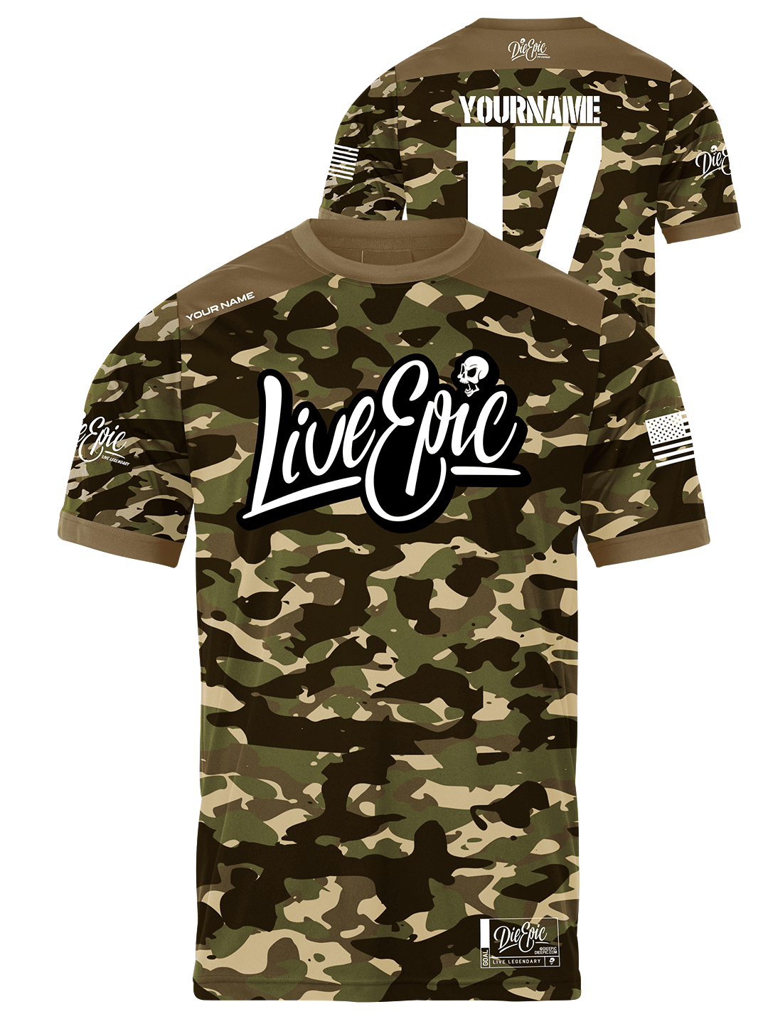 Live Epic Military Coyote Camo Custom Short Sleeve Jersey
