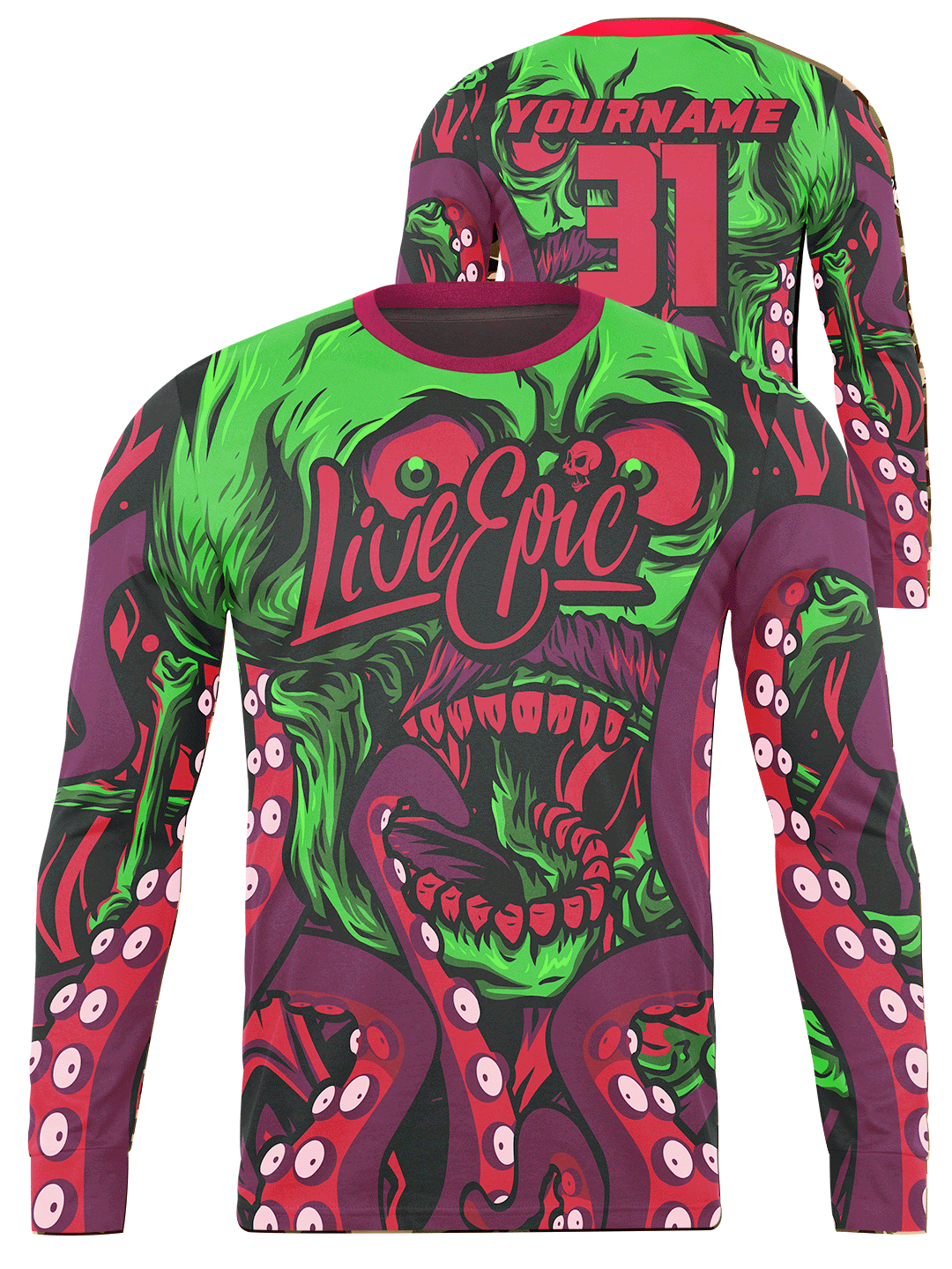 Live Epic Octopus Custom Long Sleeve Jersey