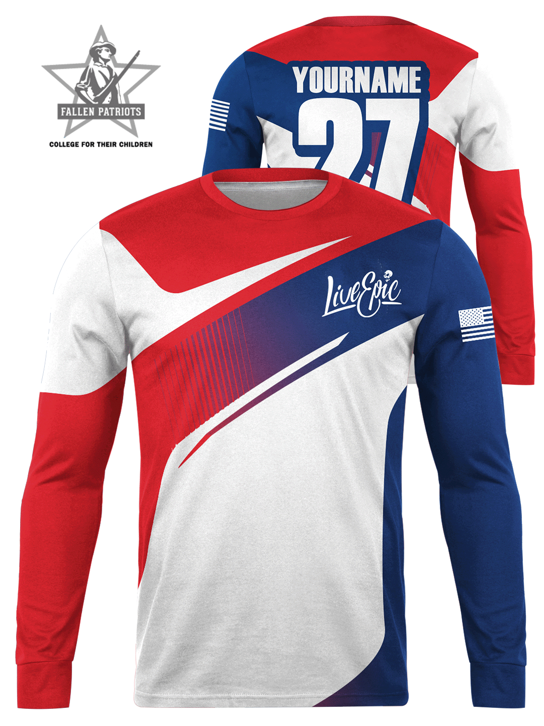 [charity] Live Epic Battle Born Custom Long Sleeve Jersey