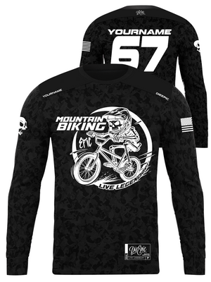 Mountain Biking Skull Camo Custom Long Sleeve Jersey