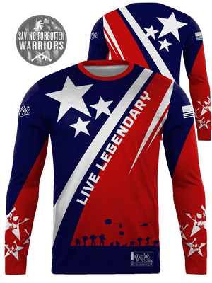 [SAVING FORGOTTEN WARRIORS CHARITY] Live Legendary Patriotic Custom Long Sleeve Jersey