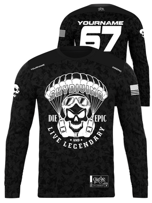 Skydiving Skull Camo Custom Long Sleeve Jersey