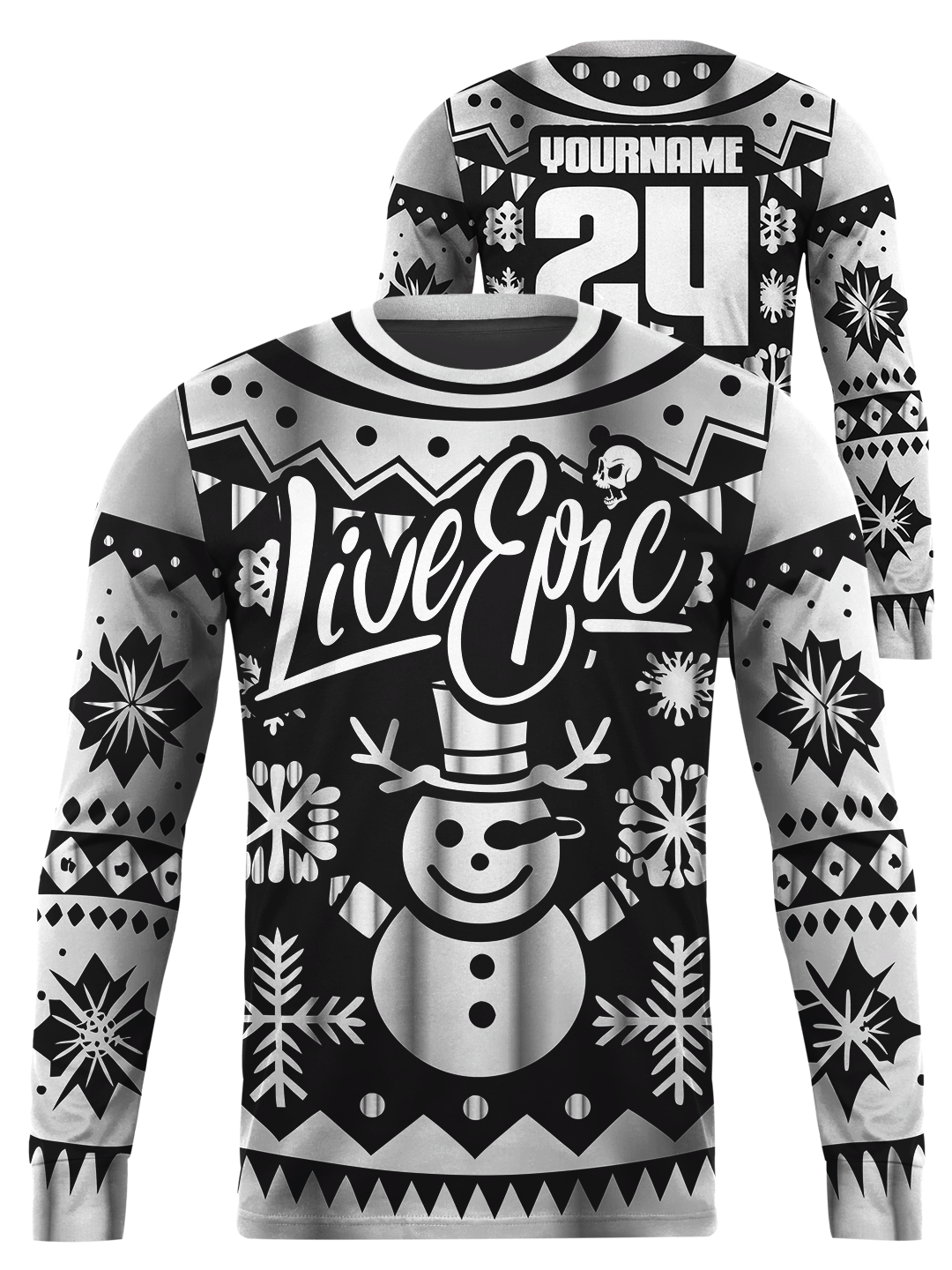 Live Epic Snowman Ugly Long Sleeve Jersey (PRE-SALES &#39;TILL DEC 7TH - 11:59PM EST)