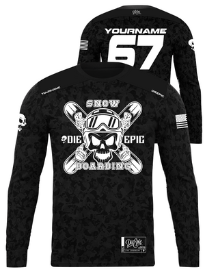 Snowboarding Skull Camo Custom Long Sleeve Jersey