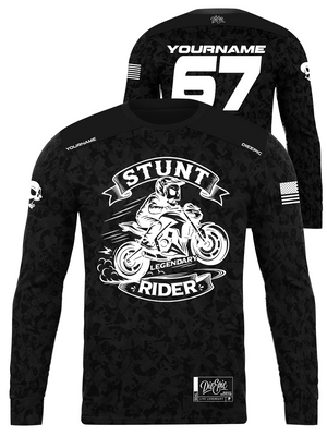 Stunt Riding Skull Camo Custom Long Sleeve Jersey