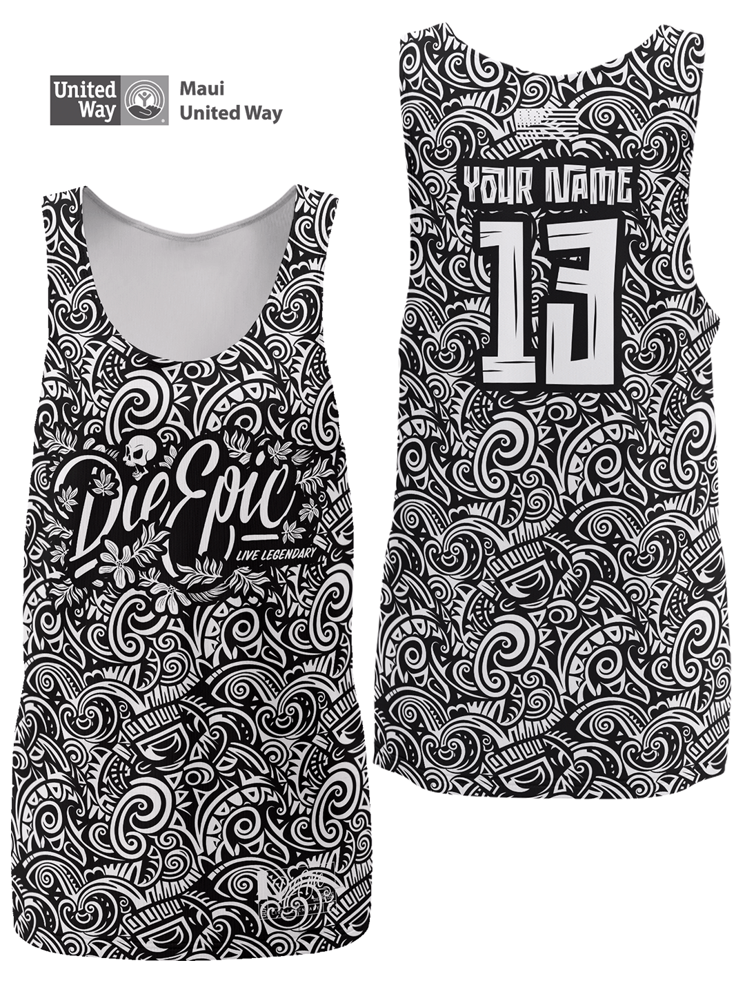 [MAUI UNITED WAY CHARITY] Die Epic Hawaii Tribal Custom Tank Top