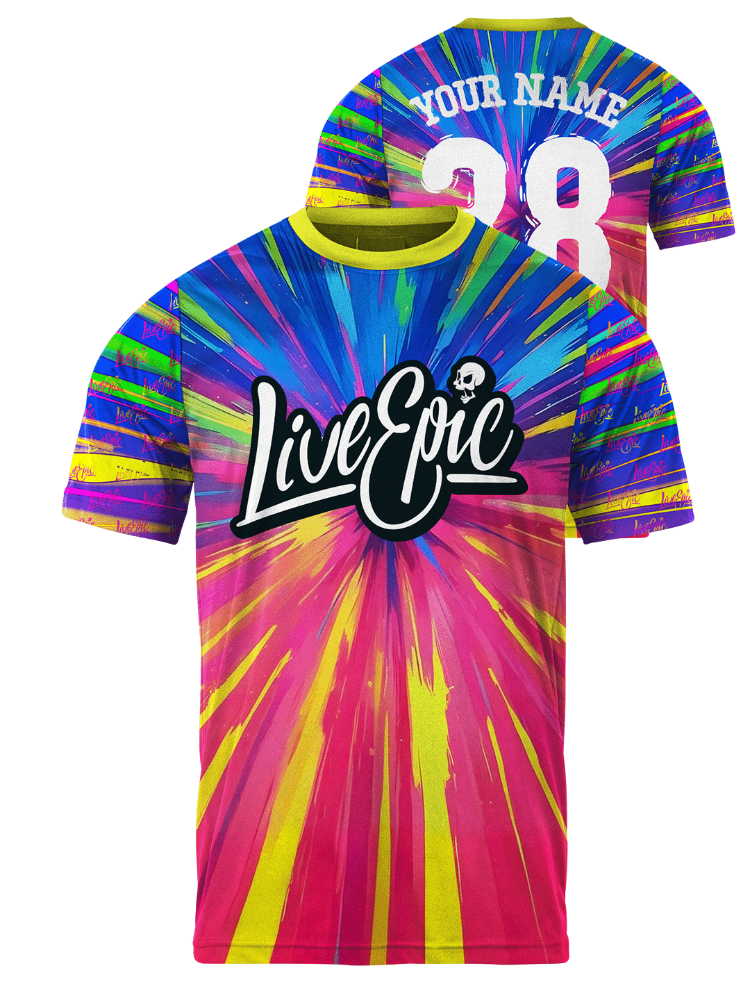 Live Epic Tie Dye Custom Short Sleeve Jersey