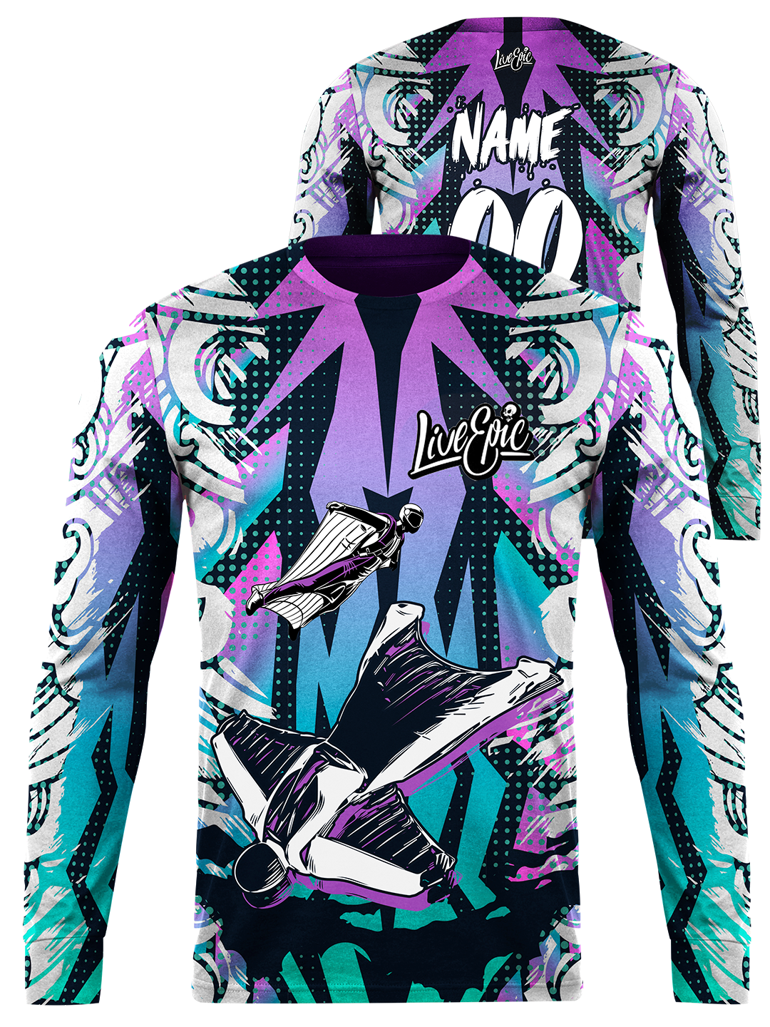 Live Epic Free Fall Custom Long Sleeve Jersey