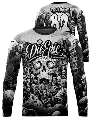 Die Epic Zombie Apocalypse Custom Long Sleeve Jersey