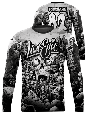Live Epic Zombie Apocalypse Custom Long Sleeve Jersey