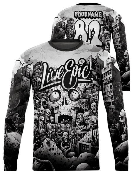 Live Epic Zombie Apocalypse Custom Long Sleeve Jersey - Die Epic